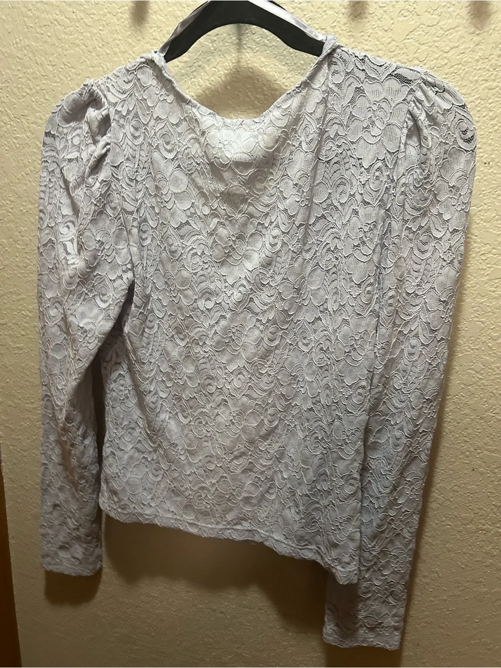Anthropologie Light Blue Lace Button-Up Blouse